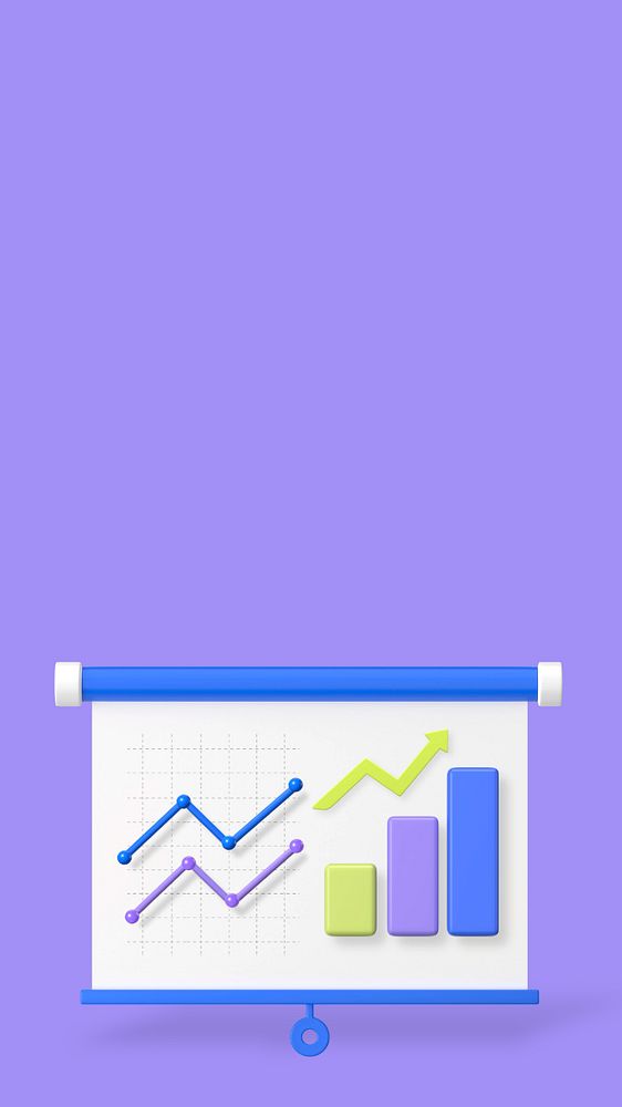 Business analytics, purple iPhone wallpaper, editable 3D graphics & background 