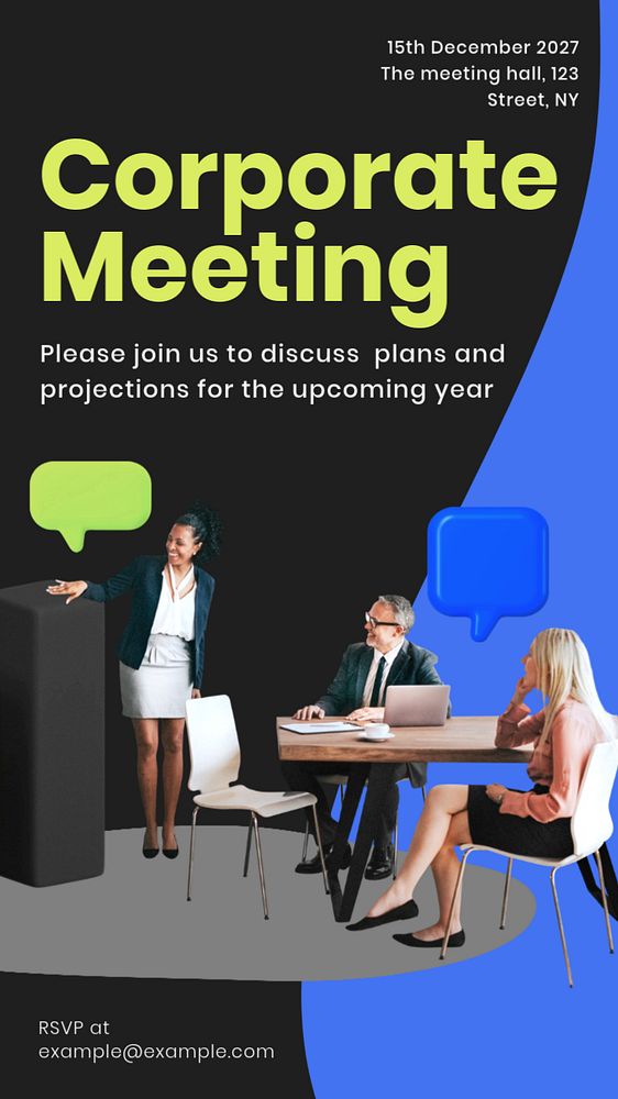 Corporate meeting Instagram story template, editable design & text