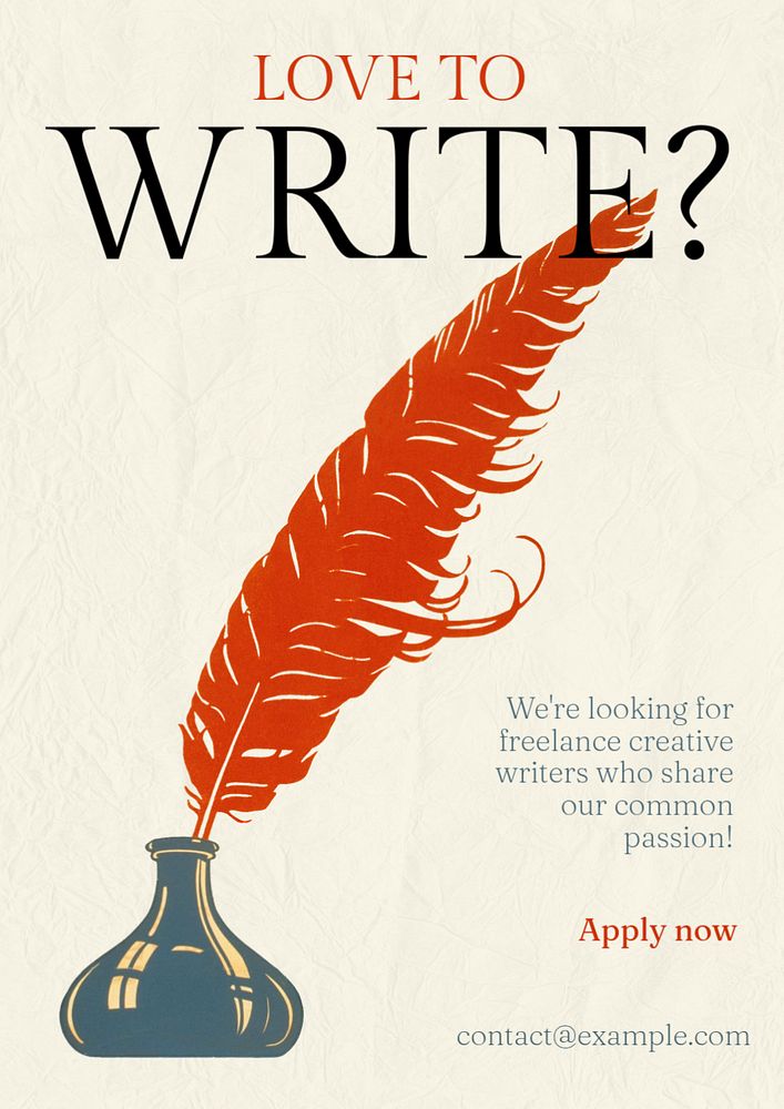 Creative writer poster template, editable retro design remixed from original vintage poster by rawpixel