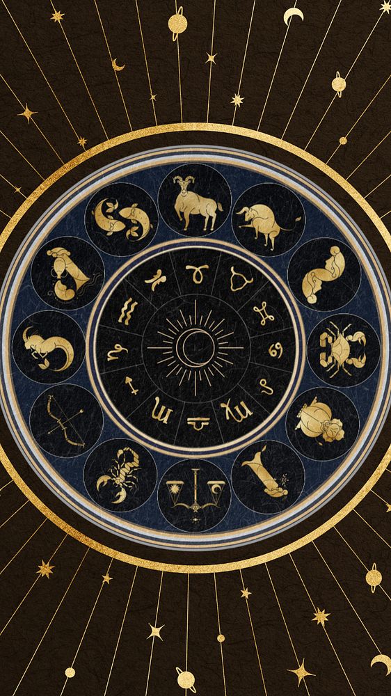 Zodiac signs iPhone wallpaper, editable Alphonse Mucha’s famous Art Nouveau artwork