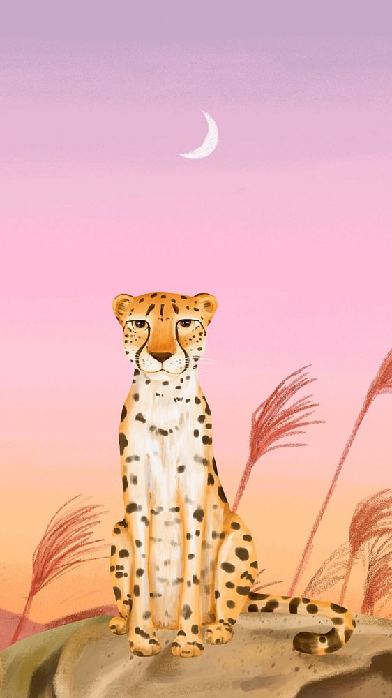 Wild cheetah iPhone wallpaper, cute animal nature background