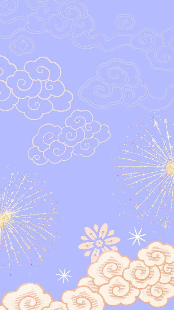 Festive Chinese fireworks iPhone wallpaper, New Year celebration background, editable design