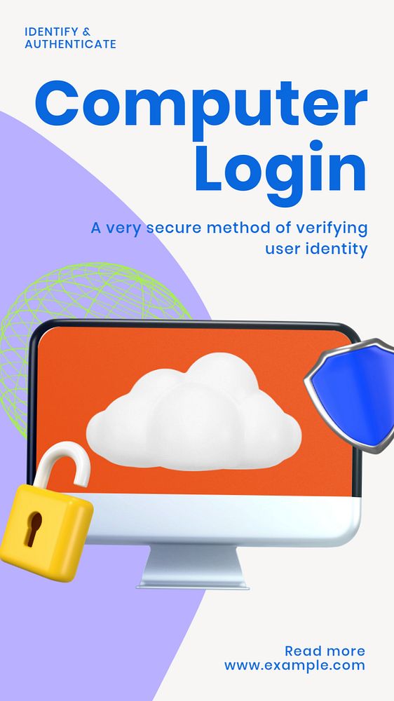 Computer login Instagram story template, editable design & text
