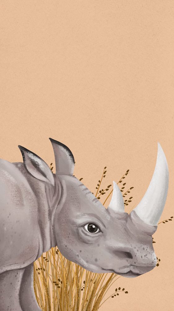 Wild rhino animal phone wallpaper, nature background