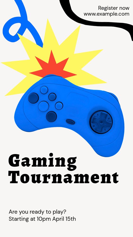 Tournament Instagram story template, editable text and funky design