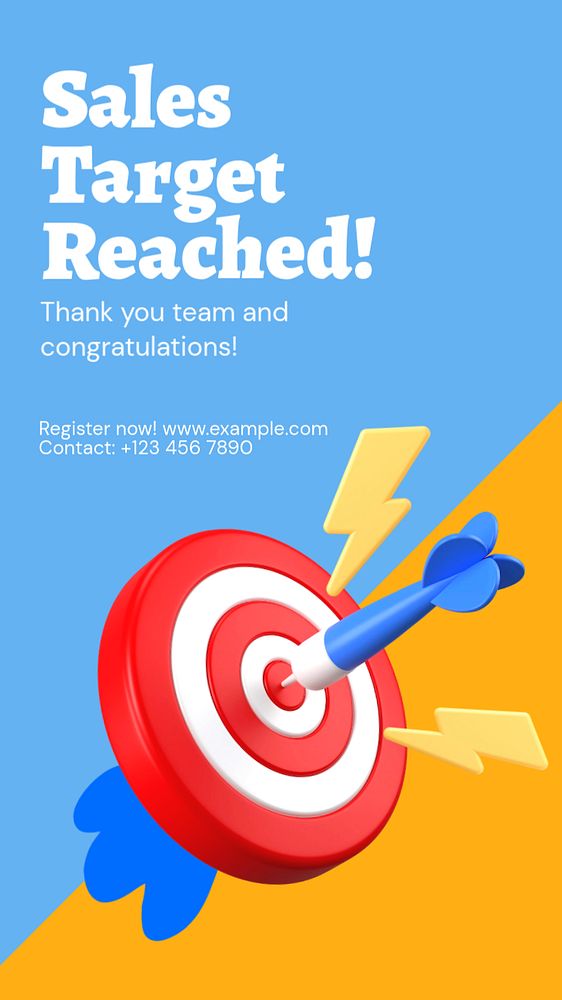 Target reached Instagram story template, editable text and funky design