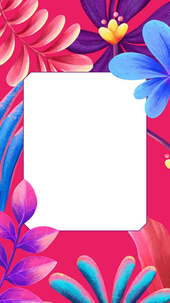 Pink leaf frame phone wallpaper, nature background