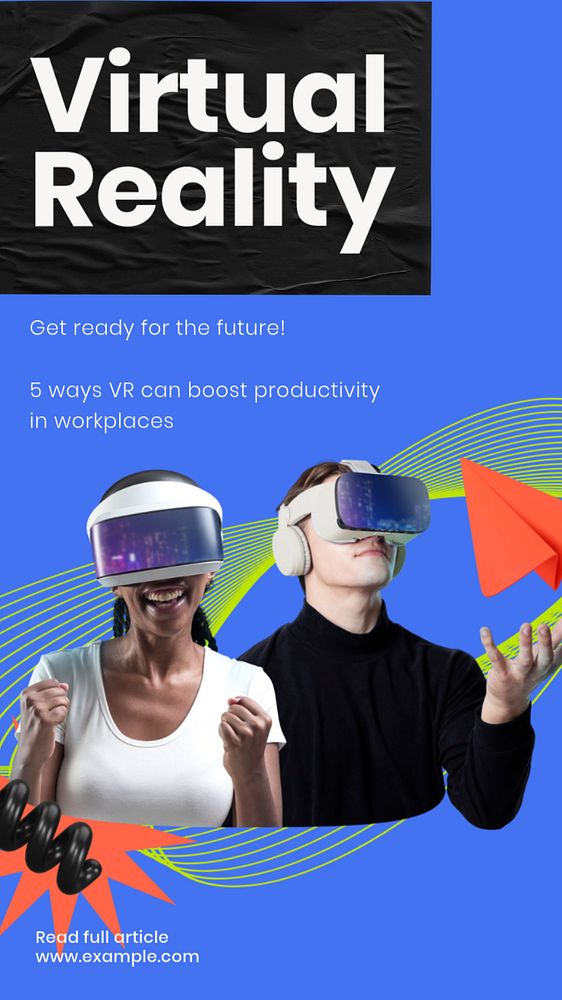 VR for workplace Instagram story template, editable design & text