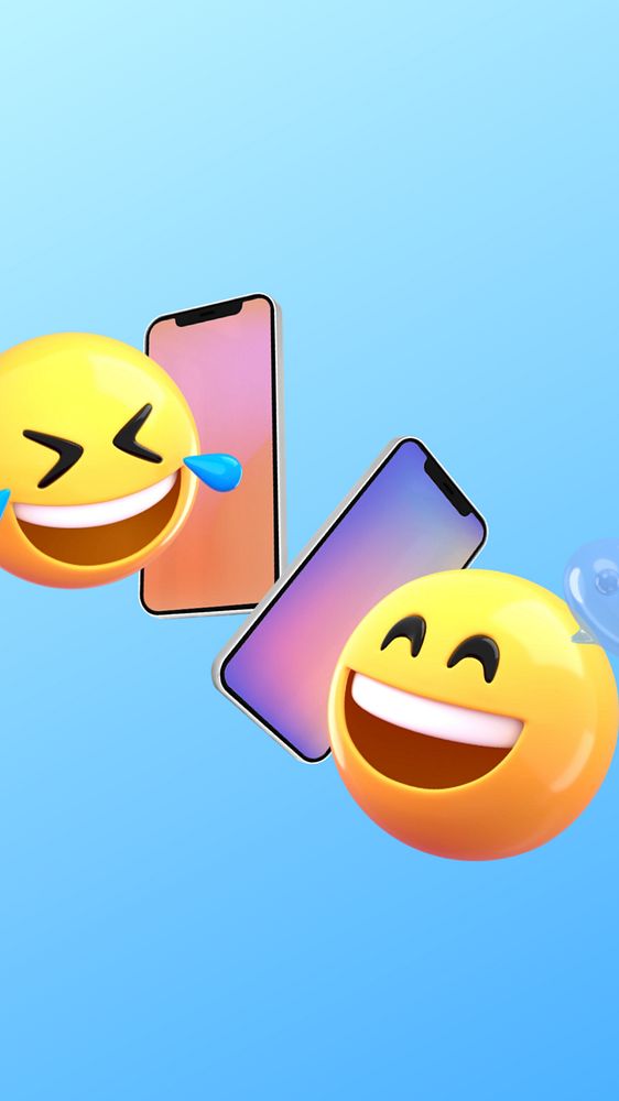 Happy emoticons iPhone wallpaper, talking on the phone, editable design