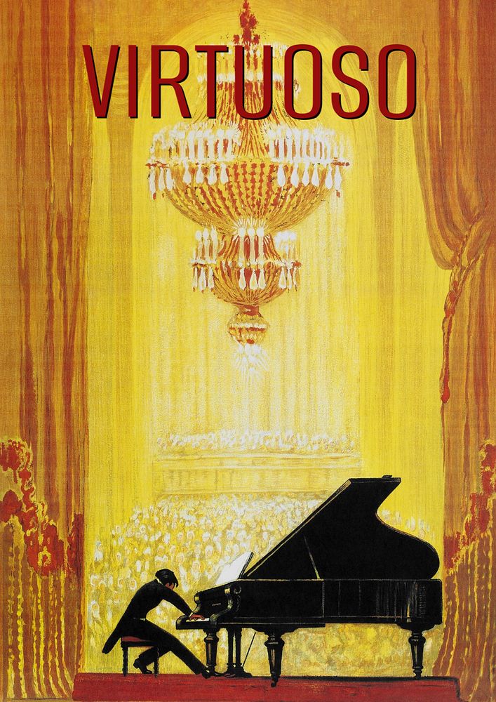 Piano poster template, remastered from vintage design into editable format by rawpixel