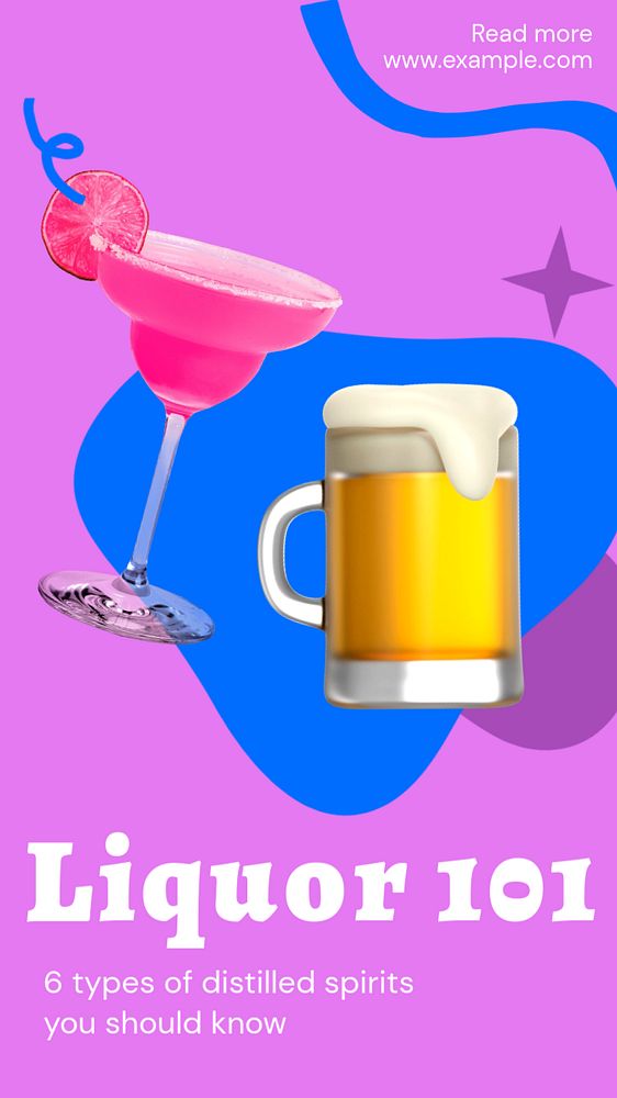 Liquor Instagram story template, editable text and funky design
