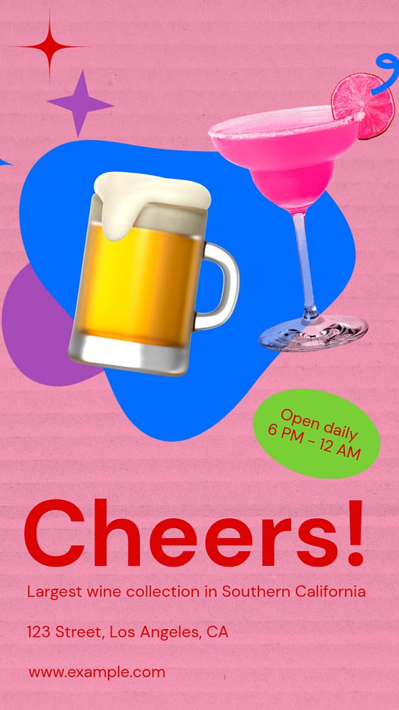 Bar Instagram story template, editable text and funky design