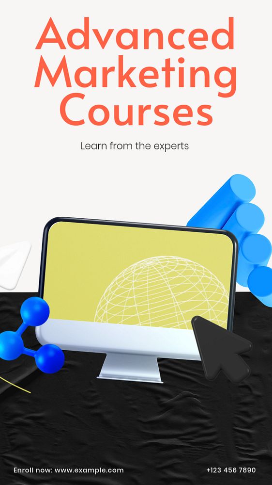 Advanced marketing course Instagram story template, editable design & text