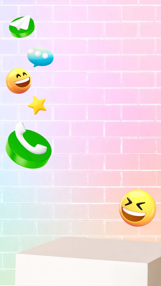 Phone call emoticons iPhone wallpaper, cute 3D, editable design