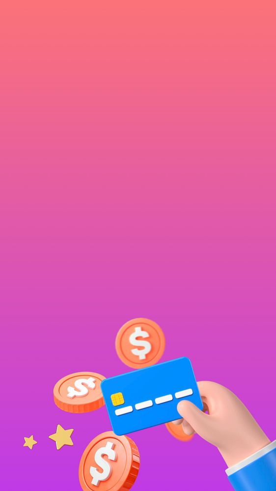 Credit card iPhone wallpaper, 3D colorful, editable design