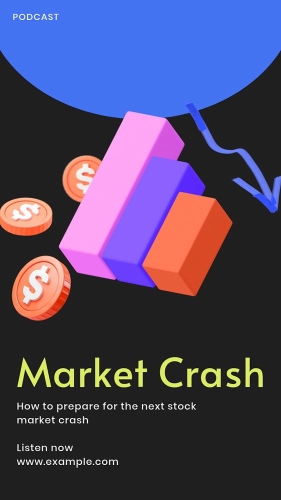 Market crash preparation Instagram story template, editable design & text