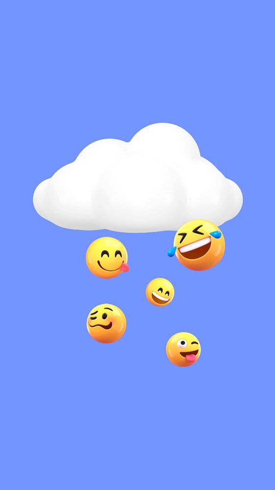 Cloud raining emoticons mobile wallpaper, editable design