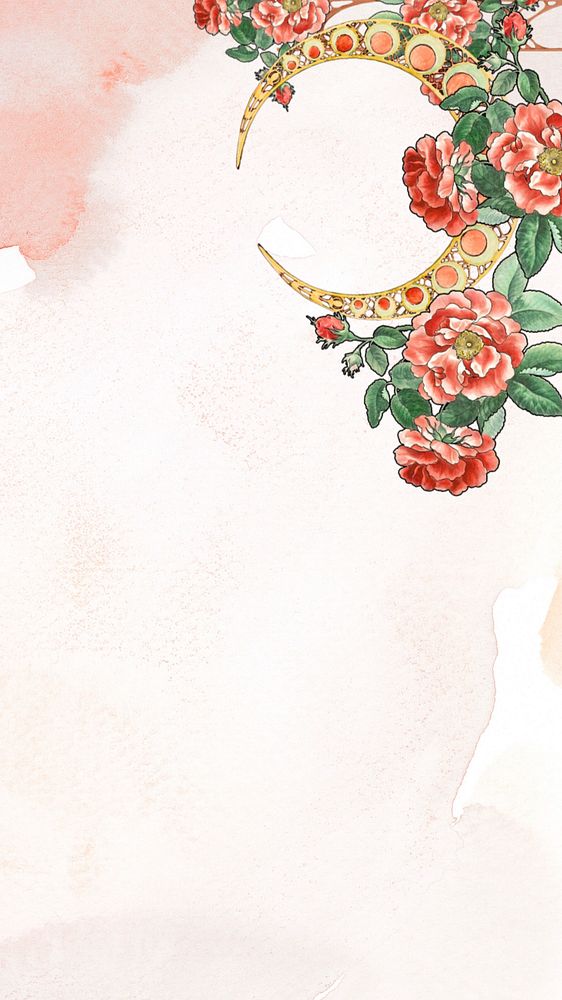 Editable rose watercolor iPhone wallpaper, remixed by rawpixel