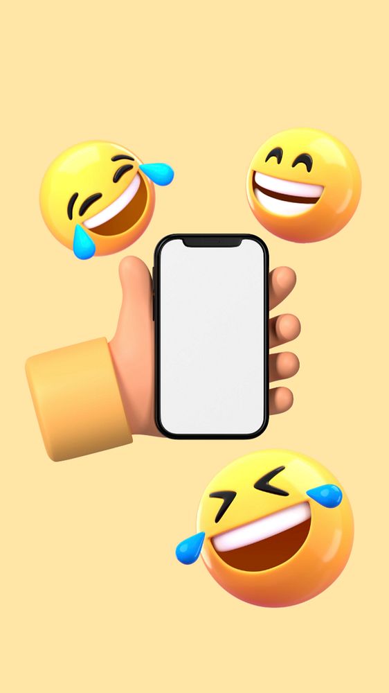 Happy emoticons iPhone wallpaper, blank phone screen, editable design