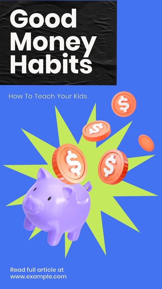 Good money habits Instagram story template, editable design & text