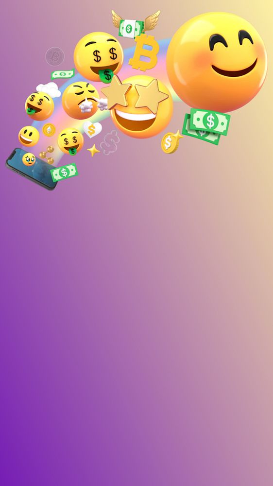 E-commerce iPhone wallpaper, money 3D emoticons, editable design