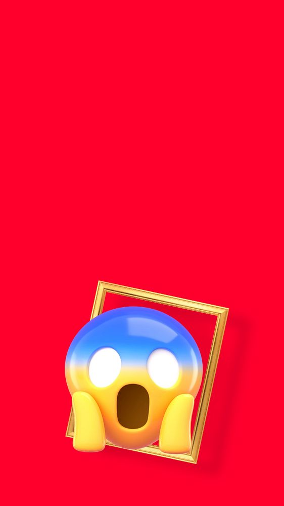 Shocking emoticon red iPhone wallpaper, 3D border, editable design