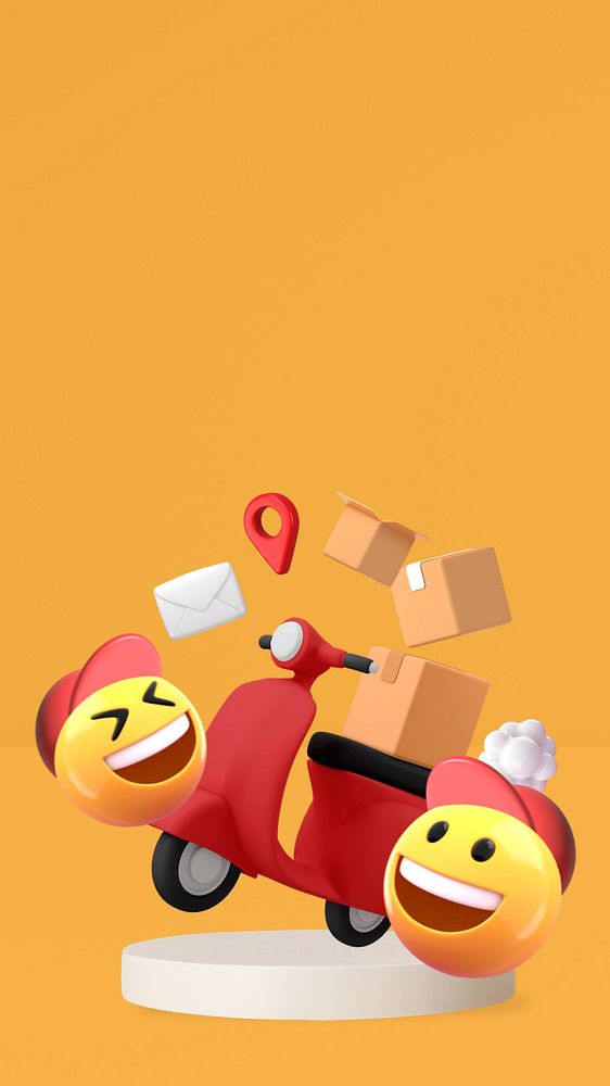 Delivery service emoticons iPhone wallpaper, editable design