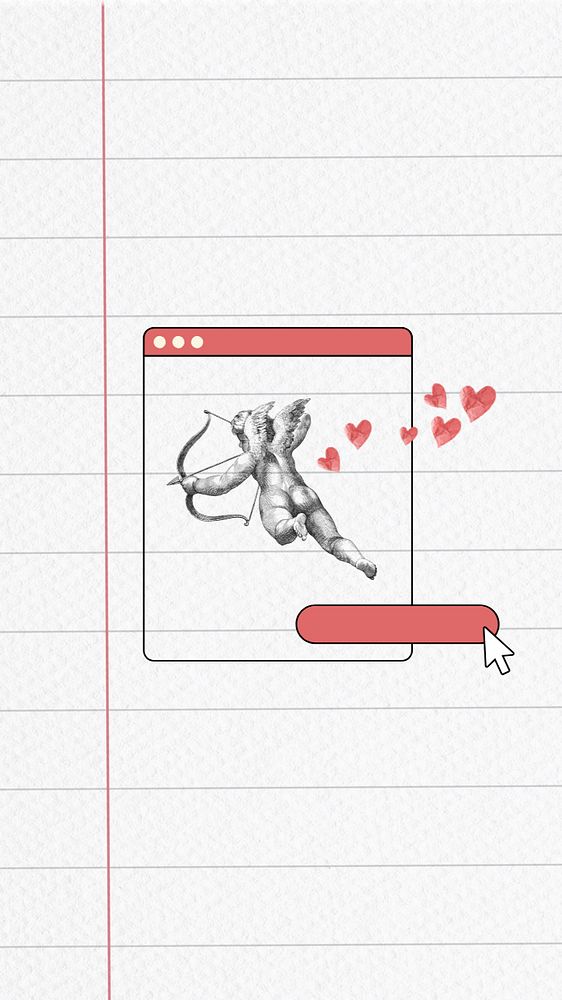 Vintage Valentine's cupid phone wallpaper, cute love background, editable design