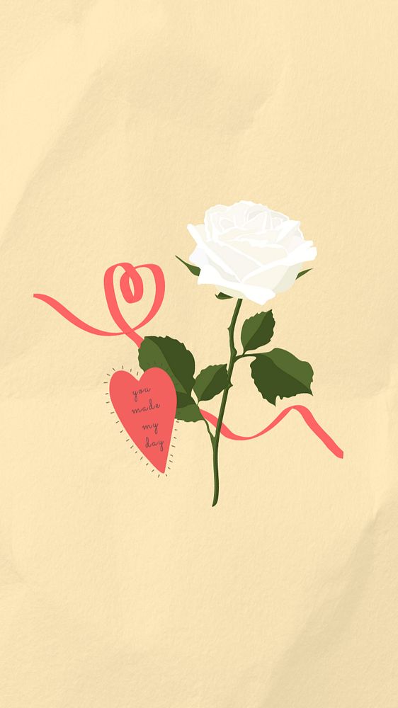 Valentine's white rose iPhone wallpaper, flower background, editable design