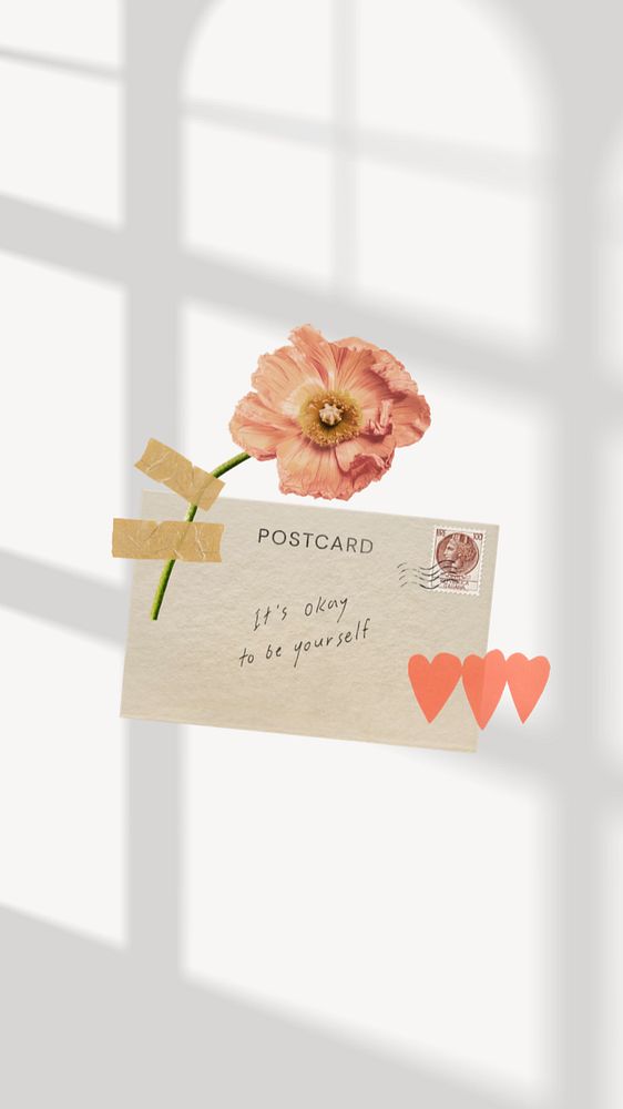 Flower post card mobile wallpaper, love letter background, editable design