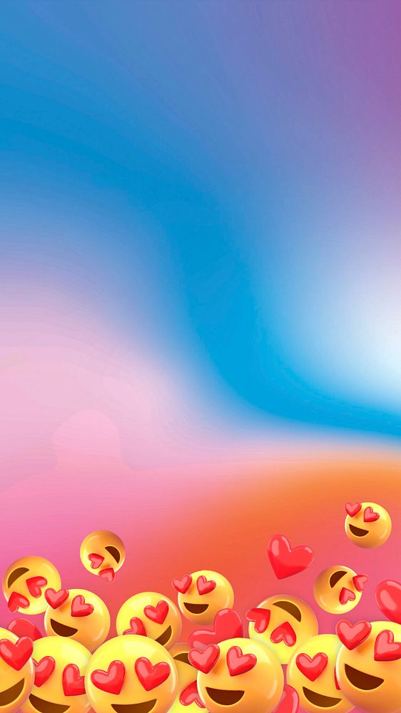 Heart-eyes emoticon mobile wallpaper, editable design