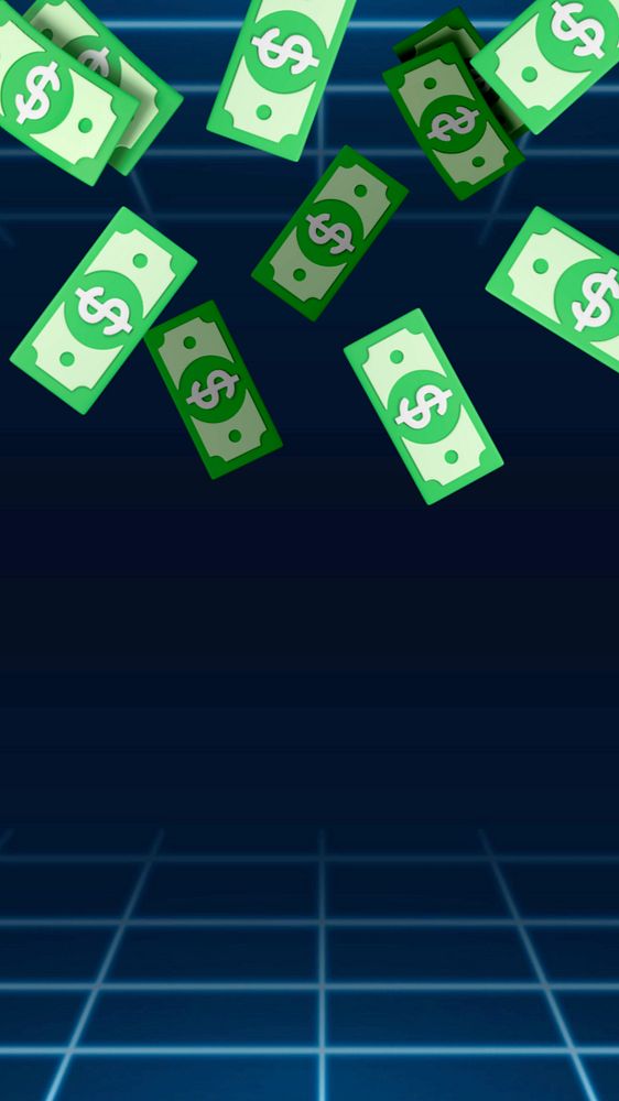 Falling money grid mobile wallpaper, finance background, editable design