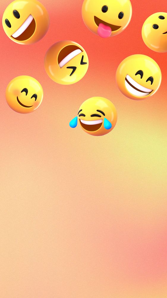 Cheerful laughing emoticons mobile wallpaper, gradient orange, editable design