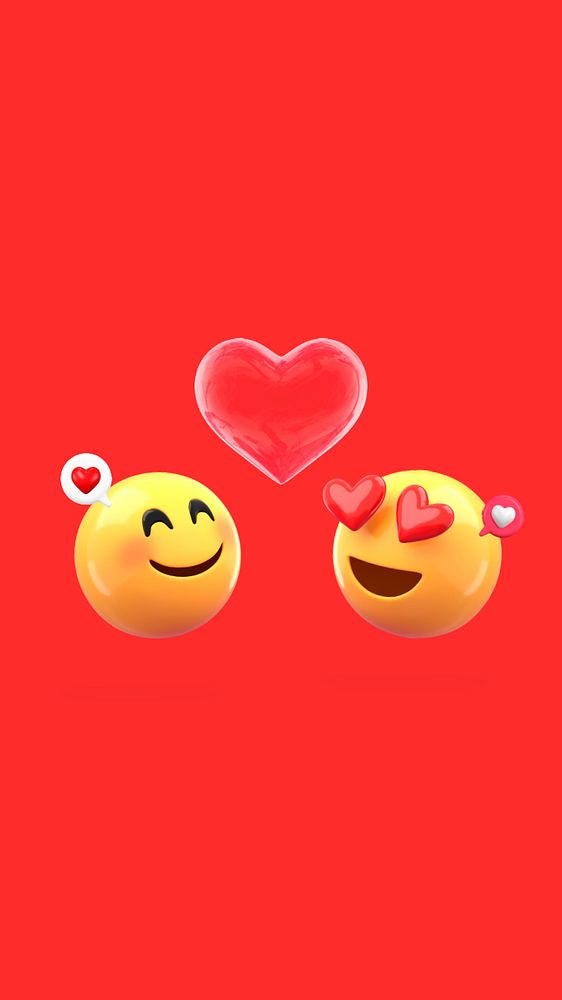 Love emoticons mobile wallpaper, red Valentine's, editable design