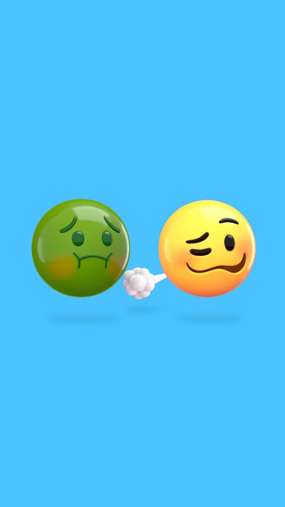 Farting emoticon mobile wallpaper, disgusted face, editable design