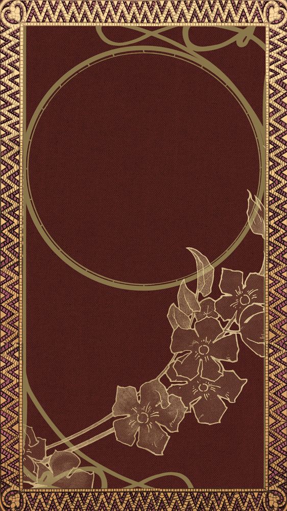 Brown luxury frame iPhone wallpaper, flower border design, remixed by rawpixel, editable design