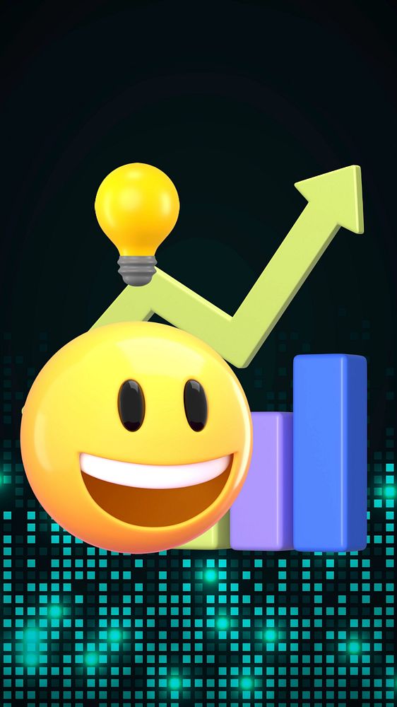 Growing business emoticon iPhone wallpaper, editable design