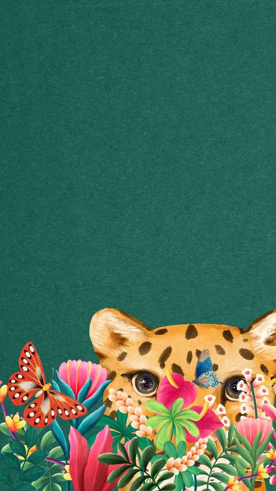 Lurking leopard tiger mobile wallpaper, wildlife border background