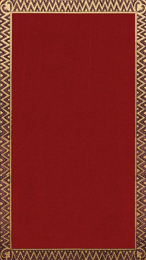 Gold vintage frame mobile wallpaper, red textured background, editable design