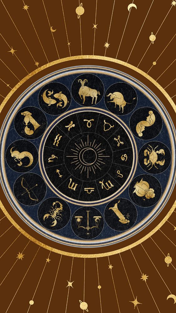 Editable zodiac cycle iPhone wallpaper, Alphonse Mucha’s famous Art Nouveau artwork