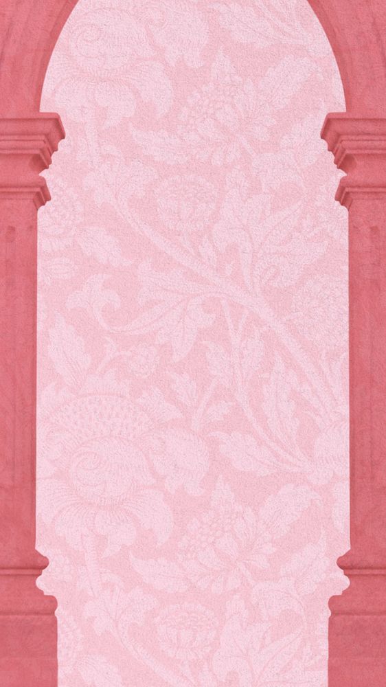 Arch pillar border iPhone wallpaper, William Morris' flower patterned background, remixed by rawpixel, editable design