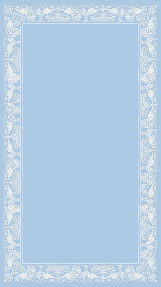 Blue ornamental frame iPhone wallpaper, editable vintage background, remixed by rawpixel