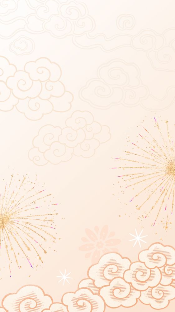 Festive Chinese fireworks iPhone wallpaper, New Year celebration background, editable design