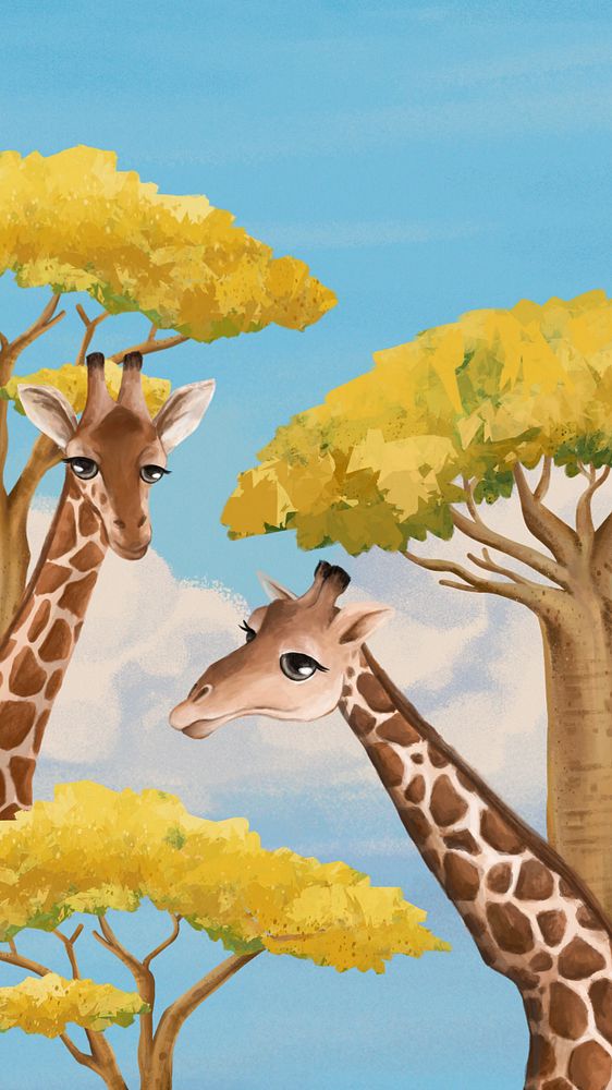 Cute giraffe mobile wallpaper, wildlife background