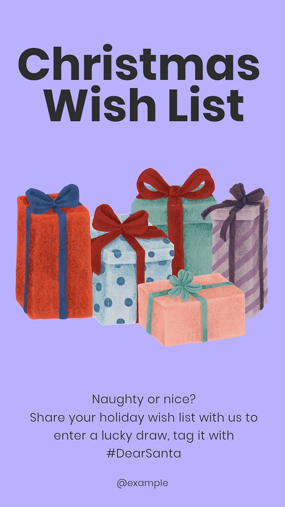 Christmas wish list Instagram story template, editable design & text