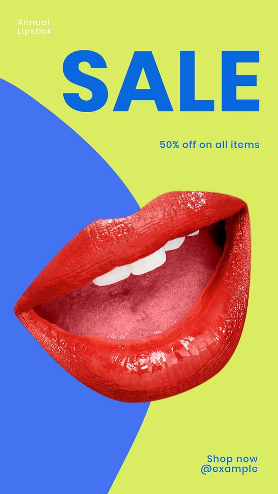 Annual lipstick sale Instagram story template, editable design & text