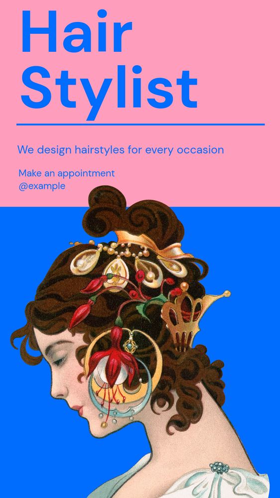 Hair stylist Instagram story template, editable text and funky design