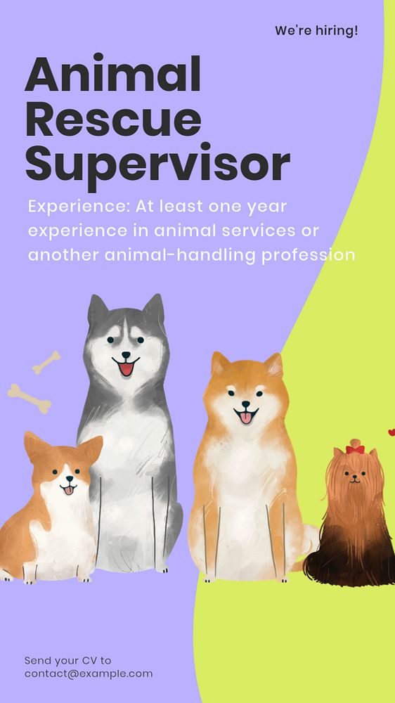 Animal rescue supervisor Instagram story template, editable design & text