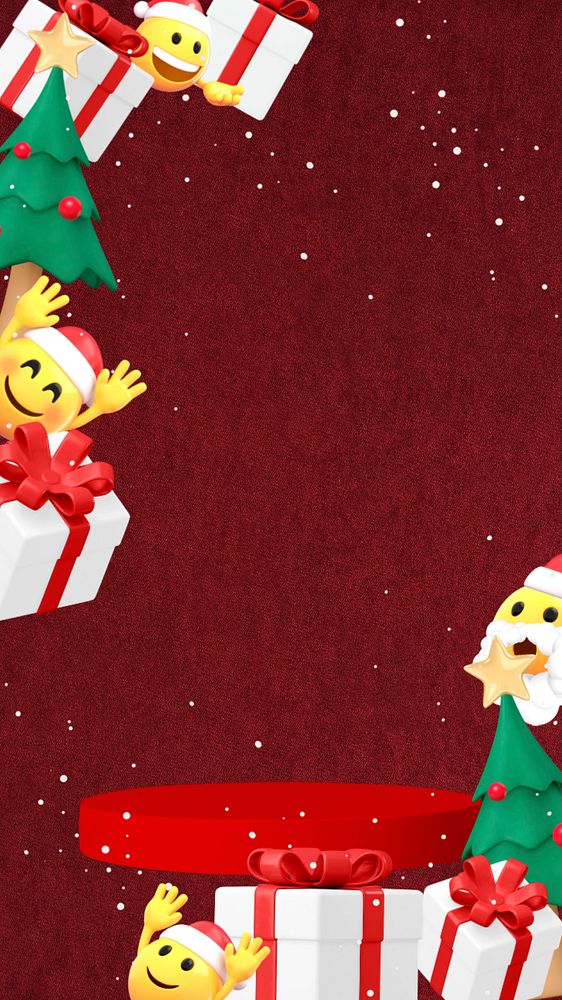 Christmas product backdrop phone wallpaper, 3D emoji illustration