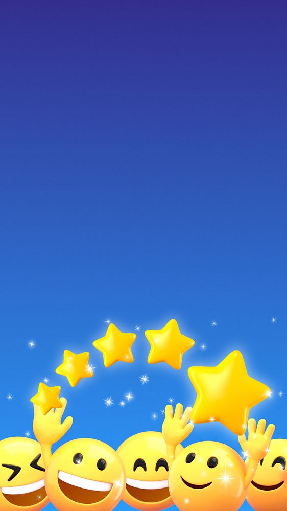 Star ratings blue mobile wallpaper, 3D emoji illustration